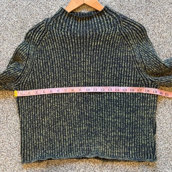 Lululemon Cotton-Cashmere Blend Mock Neck Sweater in Green Blue Black size 8 - Picture 7 of 10